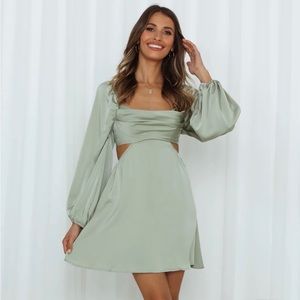 Hello molly mint green satin dress size small